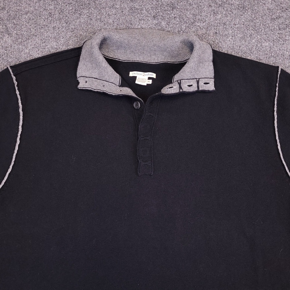 Carbon2Cobalt Cashmere Blend Sweater Polo Shirt Mens XL Blue Long Sleeve - Picture 3 of 10